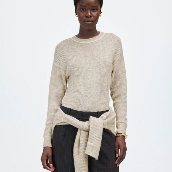 Madewell Sweater Womens Ribbed Alpaca-Blend Crewneck‎ Black Oversized M NEW - Picture 10 of 10